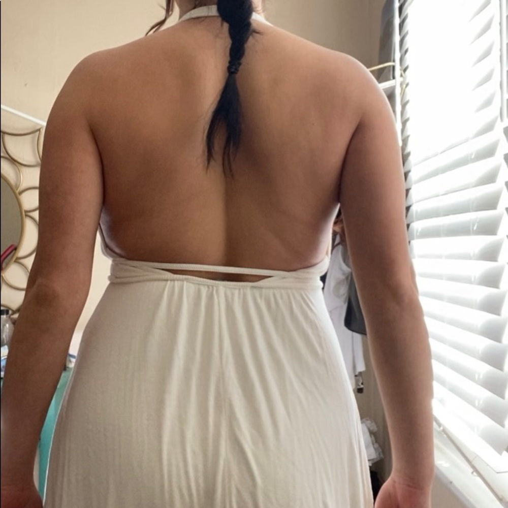 White halter backless dress